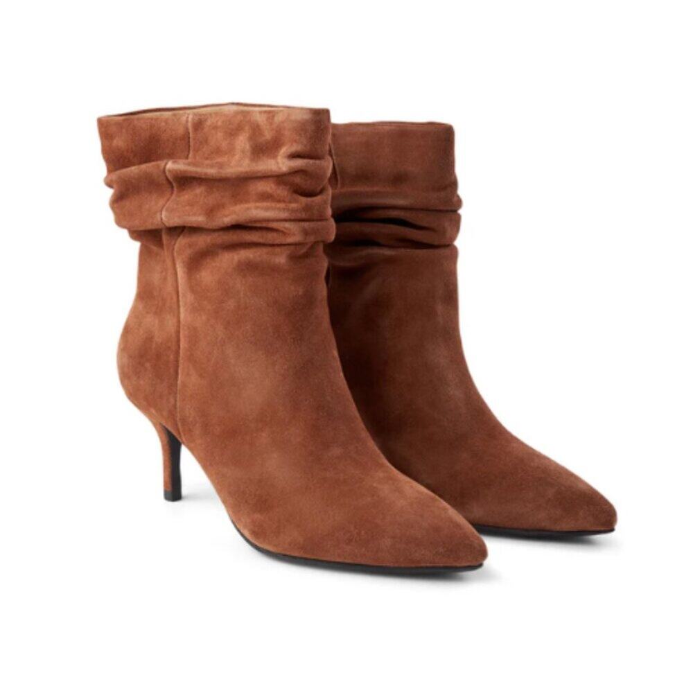Bella Vita Danielle Heeled Slouch Ankle Boots Brown Suede NEW - Size 6.5